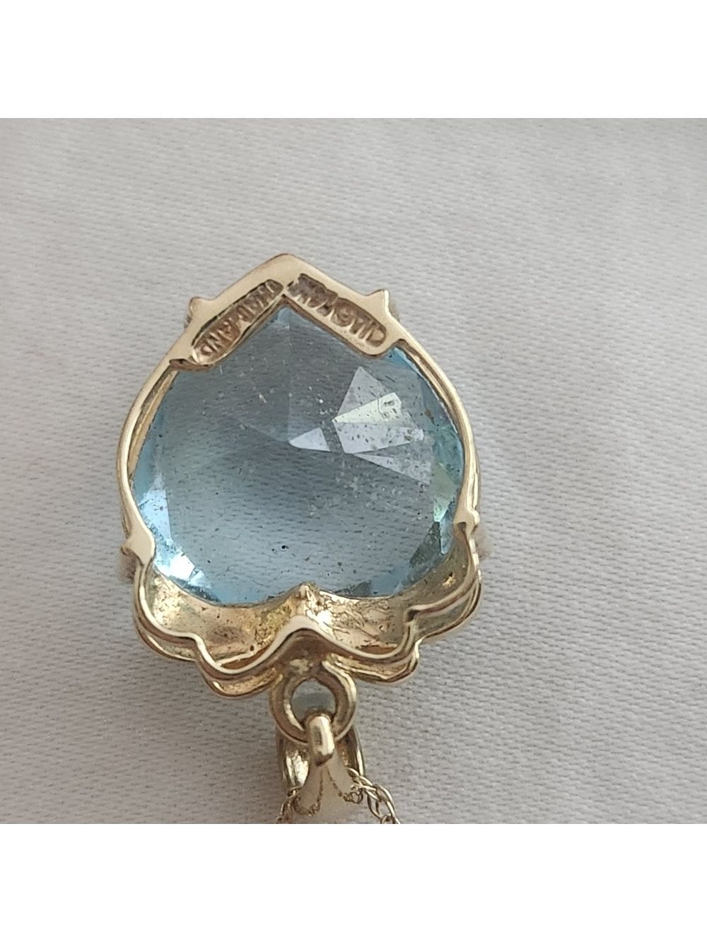 Exquisite 5.00Ct Heart Cut Natural Swiss Blue Topaz & Natural Diamond Pendant - Picture 4 of 13